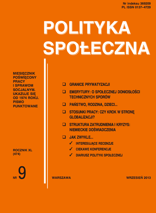 Link do karty katalogowej czasopisma: Polityka Społeczna: miesięcznik poświęcony zagadnieniom pracy, płac i zabezpieczenia społecznego