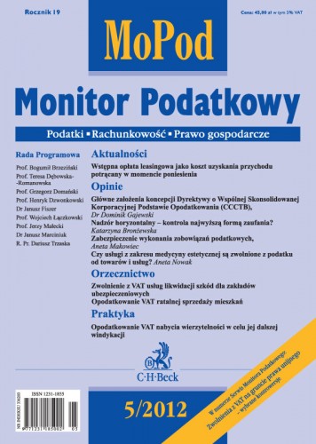 Link do pełnego tekstu czasopisma: Monitor Podatkowy